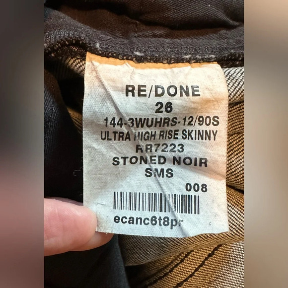 NWT RE/DONE 90's Orginals Ultra High Rise Skinny in Stoned Noir 26 - Picture 11 of 11